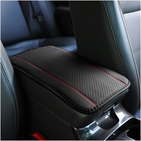 Coussin d'Accoudoir Voiture en Cuir, Housse pour Console Centrale pour Accoudoir, Accessoires Confortables pour Sièges de Voiture pour la Plupart des Voitures, Motos et SUVs (Rouge Noir)