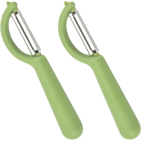 Éplucheur Universel (2 Pcs), Éplucheur pivotant en Acier Inoxydable, Couteau Cuisine avec Lame Tranchante pour Légumes Fruits, Vert