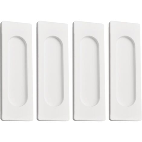 Lot de 4 poignées de porte coulissantes rectangulaires autocollantes en alliage d'aluminium pour portes coulissantes de grange, placard, armoire, tiroirs (blanc, 100 mm) (1/5)