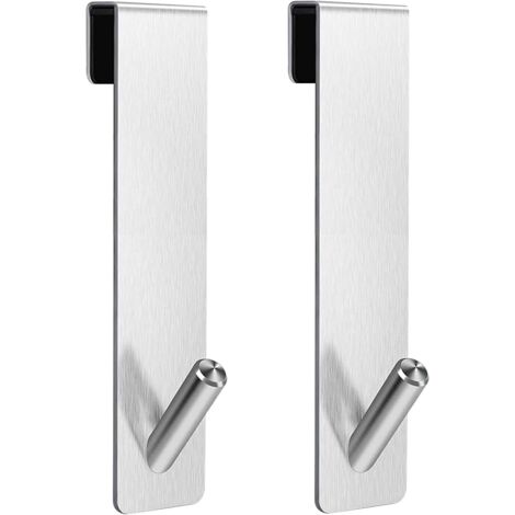 2 Pièces Crochet Douche, Crochet Porte Serviette sans perçage, Crochets de porte pour portes de douche en verre sans cadre, adapter 6-11 mm d'épaisseur (Argent) (1/5)