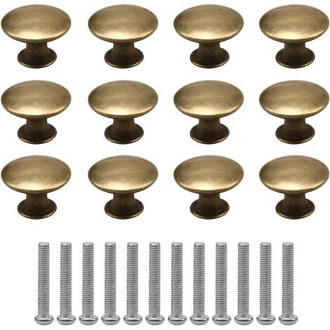 Lot de 12 Boutons de Meuble Vintage en Laiton Antique, Bouton de Tiroir Bronze en Alliage de Zinc, Poignées Rondes pour Armoires, Placards, Commode, Cuisine, Style Chic et Élégant (1/5)