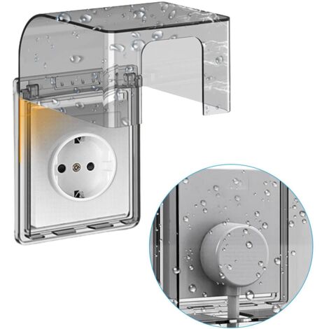 Type 86 Cache Prise Etanche Electrique, Protection Caches Prises Murale, 118x105x70mm Prise Electrique Exterieur de Courant Etanche, Autocollant Prise Couvercle Interrupteur pour Salle de Bain,noir