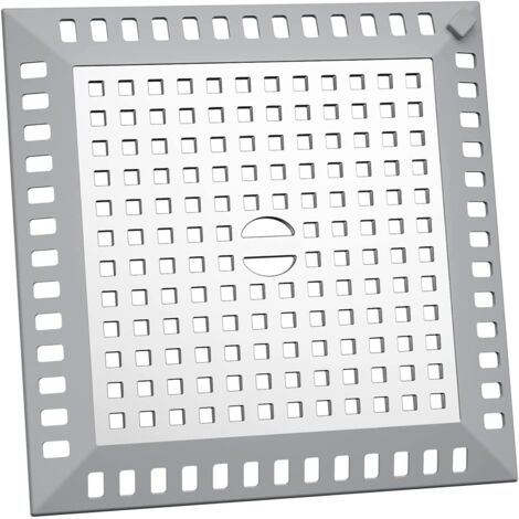 Protection pour Vidange Carrée, Attrape Cheveux Douche, 12,5 x 12,5 Cm Argenté Couvercle de Vidange en Acier Inoxydable, Filtre Evier Cuisine pour Salle de Bain, Cuisine