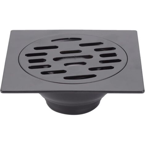 Drain de Plancher, Acier Inoxydable Noir Carré Douche Sol Drain éPaissi Robuste Vidange CréPine Anti-Blocage éVier Sol Drain(Drain de Plancher commun)
