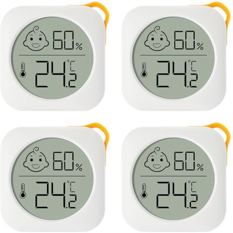 Thermomètre Hygrometre Interieur, 4pc Hygromètre Numérique Mini Digital à Haute Précisio, Moniteur de Température et Humidimètre pour Le Confort du Bureau à Domicile Thermomètre de Reptile