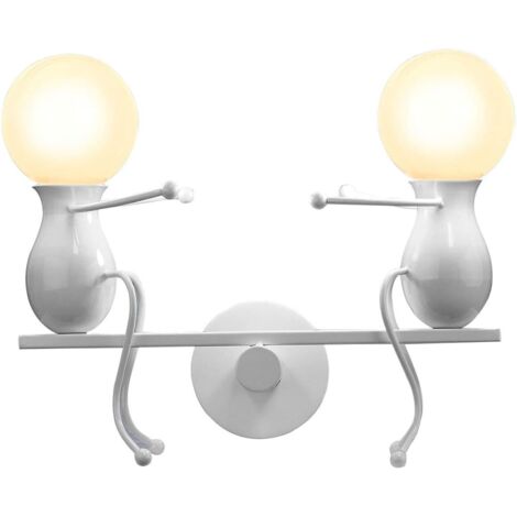 Humanoïde Créatif Lampe Murale Moderne Applique Murale Simple Lampe de Mur Art Déco Max 60W E27 Base Fer Titulaire pour Chambre, Chevet, Couloir, Restaurant, Cuisine [Classe énergétique F]