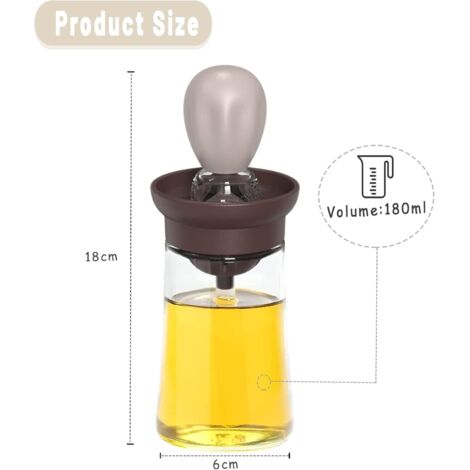 2pcs Bouteille D'huile Avec Pinceau à Badigeonner 2 En 1 Bouteille En Verre Avec Pinceau En Silicone Pour Barbecue Salade Cuisine Patisserie 180ml 92442599