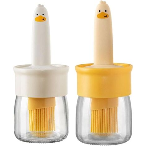 Flacon distributeur d'huile avec brosse en verre pour cuisine, récipient à huile avec pinceau en silicone pour badigeonner, pâtisserie, barbecue, vinaigre, sauce, gril, friture(2pcs)