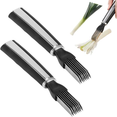 Machine à Hacher Les Échalotes, Multifonctionnel en Acier Inoxydable Oignon Cutter Fleur Verte Râpe Légumes Couteau d'Échalote Cutter Outils de Cuisine (2Pcs)