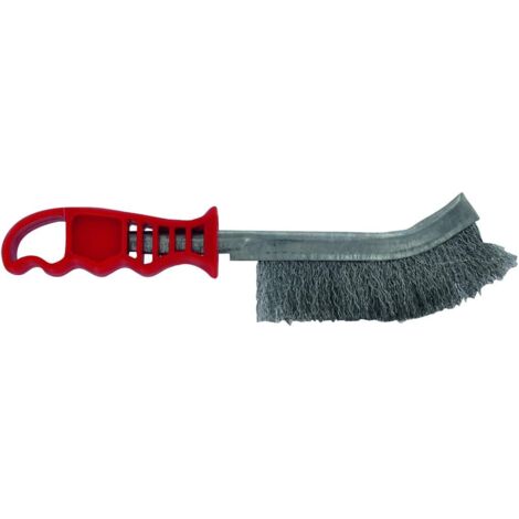 Brosse à main ERGONOMIQUE, convexe, métallisée fil acier longueur 0,3 mm (brosse en acier inoxydable) (1/4)