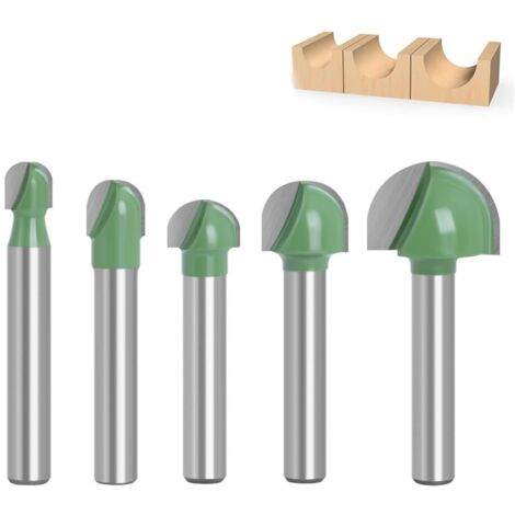 Queue Mèches de Routeur Bits, 6 mm, 5 Pcs, Tige Routeur Core Box Bits Fraise, à Rainure Ronde Outils à Bois, Nez Rond Core Box Routeur Bits, Fraise à Rainurer, 6mm / 8mm /10mm / 12mm / 18mm