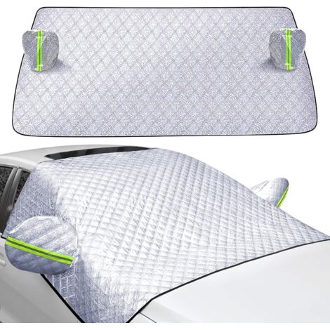 Couverture Pare-Brise Voiture,Imperméable Protège Pare Brise Hiver,Bâche Pare Brise Protection avec Couvercle de Rétroviseur et Bandes Réfléchissantes,Universelle pour Voitures et SUV