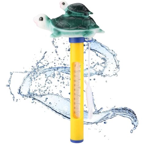 Thermometre Piscine, Thermomètre Flottant, Thermomètre de Piscine Flottant, Pool Thermometre avec Ficelle, Lectures Précises et Faciles pour la Température de L'eau pour Aquariums, Spas (Tortue)