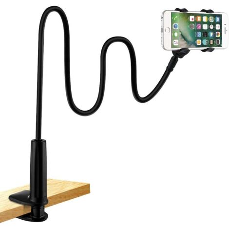 Support Telephone Lit, Support Téléphone avec Col de Cygne Flexible Long Bras Rotation 360° Réglable