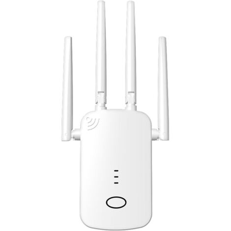 Extension WiFi, Amplificateur de Signal sans Fil 300 Mbps avec 4 Antennes à Gain élevé, pour Dortoir de Bureau à Domicile jusqu'à 80 m² de Couverture, Installation Facile Plug and (Prise UE)