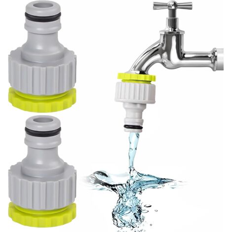 2 Pièces Raccord de Robinet, Raccord Tuyau d'arrosage, 1/2 Pouce 3/4 Pouce 2 en 1 Connecteurs de Robinet, Adaptateur Tuyau Arrosage, pour l'irrigation de Jardin