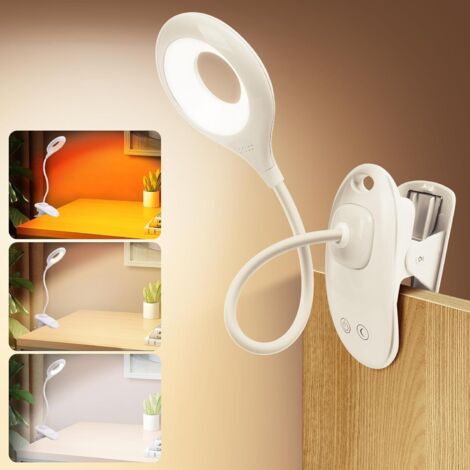 Lampe de Bureau LED, 22 LED USB Lampe de Lecture à Pince Rechargeable, 3 Modes d’Éclairage/Gradation Continue/Fonction Veilleuse,Flexible Lampe de Chevet Tactile pour Lecture[Classe énergétique A] (1/5)