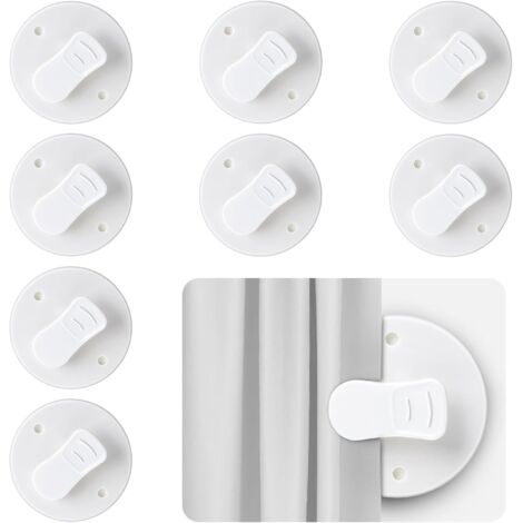 8 clips auto-adhésifs pour rideau de douche de 2 pouces - Protection anti-éclaboussures et coupe-vent - Accessoires intelligents