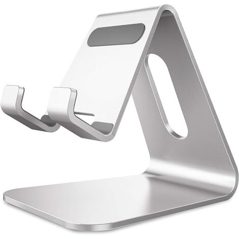 Support Téléphone, Support de Bureau en Aluminium Compatible avec iPhone 16 15 14 13 12 Mini Pro Max XS Max XR X Se 8 7 6 6s Plus Huawei Mate 60 Pro, Samsung S23 S22 S21-Argent