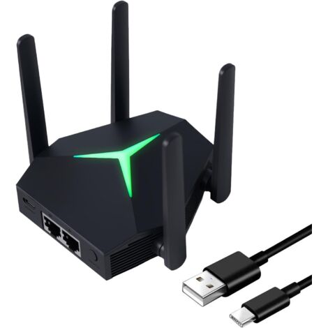 Répéteur WiFi, AC1200 Amplificateur de Signal WiFi Double Bande 2.4GHz et 5GHz, WiFi Extender Signal Booster avec 2 Port Ethernet (Noir) (1/5)