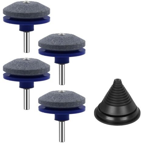 4 Pièces Aiguiseur de Lame de Tondeuse à Gazon,5cm Affuteur Lame Tondeuse Gazon Universel, avec Compensateur de lame, Aiguiseur de Lame pour Tondeuse à Gazon (Bleu)