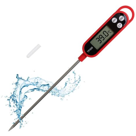 Thermometre Cuisine Digital Termometre Alimentaire Thermometre Barbecue Numérique Affichage avec Longue Sonde Lecture Instantané Écran LCD pour Patisserie Viande Friture Eau Lait Vin Grille Sucre