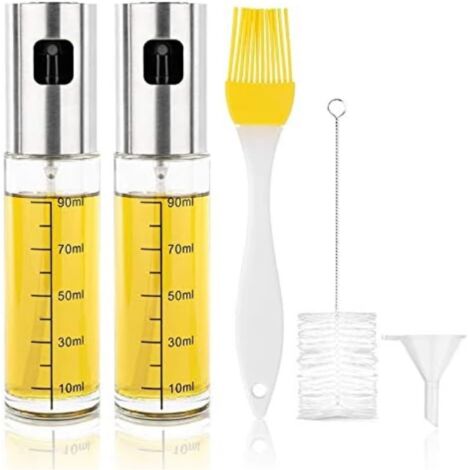 Vaporisateur spray d'huile d'olive vinaigre sauce soja jus de citron - Pulvérisateur bouteille flacon en verre bouchon acier inoxydable pour cuisine saine friteuse salade Barbecues plancha camping