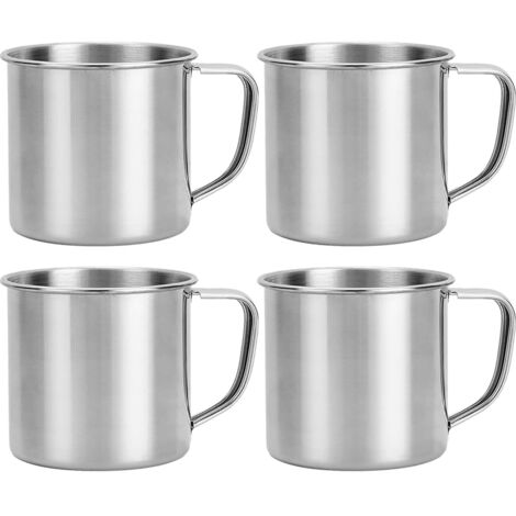 4 Pièces Tasse à Boire en Acier Inoxydable - Mug de Camping Incassable pour Thé, Café, Randonnée (1/5)