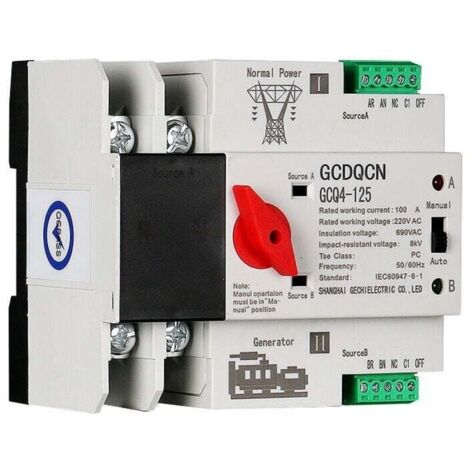 Commutateur de transfert automatique à double alimentation 2P100A commutateur ats isolé au niveau PC milliseconde monté sur rail (1/4)
