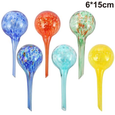 Boule d'arrosage colorée Arrosage de fleurs à partir d'un bras d'arrosage en verre Boules d'arrosage Petit pot de fleurs à arrosage automatique 6x15cm pour plantes en pot (1/5)