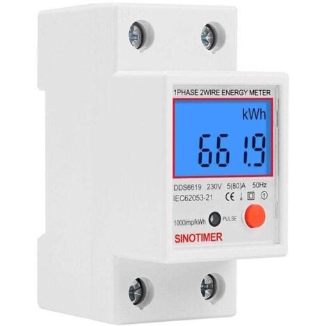 Sous compteur électrique monophasé 80A – Affichage LCD – Intensité 80A/230V/50Hz – LED de consommation pour suivi précis