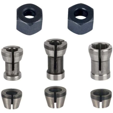 Mandrin de Fraiseuse - Lot de 8. Collet Mandrin Affleureuse (6 mm. 6.35 mm. 8 mm). Pince de Serrage Defonceuse. Adaptateurs de Pince (1/5)
