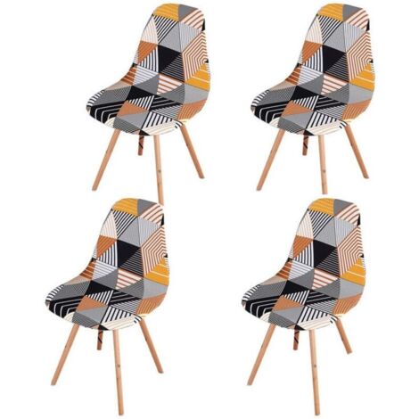 Housse de chaise extensible lot de 4 – Tissu polyester et spandex – Protection contre taches et rayures – Lavable à la main ou en machine (1/5)