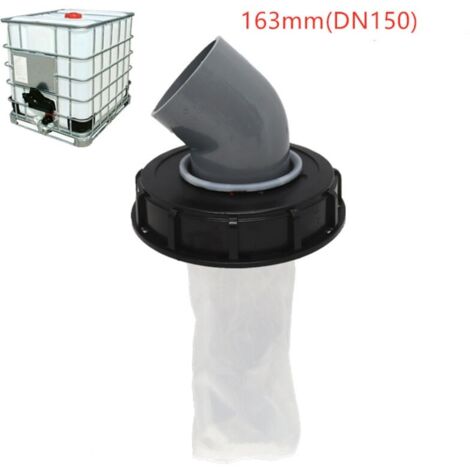 Couvercle de réservoir IBC avec filtre nylon 163mm – Filtration efficace pour eau de pluie – Matériaux PE. nylon. PVC – Angle 45° (1/4)