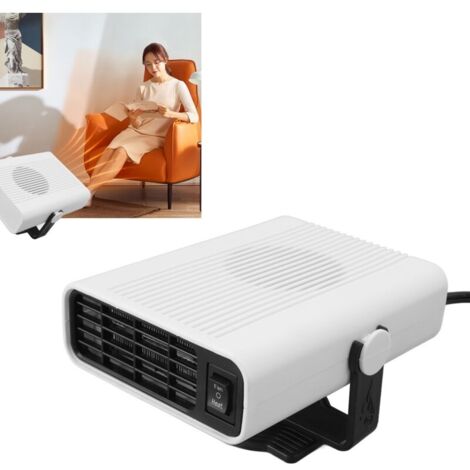 Ventilateur de chauffage de voiture ABS 24V. silencieux. réglable à 360 degrés. avec prise allume-cigare. dégivreur de pare-brise de voiture pour la conduite. blanc