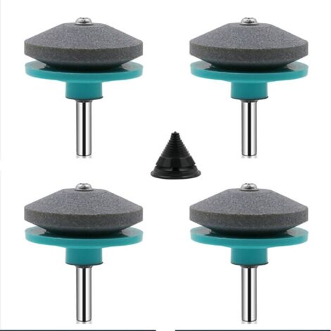 4 Pièces Affuteur Lame Tondeuse Gazon Universel Aiguiseur de Tondeuse Accessoires pour Tondeuses avec 1Pcs Kit D'équilibrage de Lame. (vert et bleu) (1/5)