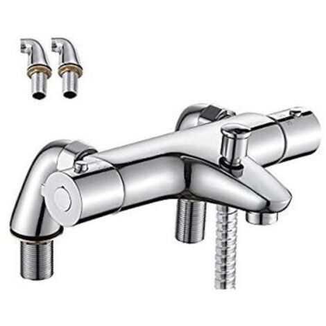 Mitigeur thermostatique de baignoire – Laiton massif – Finition chromée PVD – Température de sécurité 38°C – Installation facile (1/5)