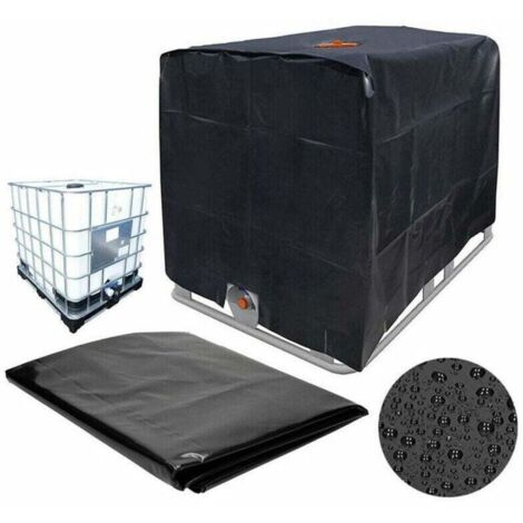 Bâche Couverture Réservoir IBC pour Conteneur IBC 1000L. 116 x 100 x 120 cm Bâche de Réservoir d'eau Anti-UV Anti-Pluie ( Noir ) FDC. (1/5)