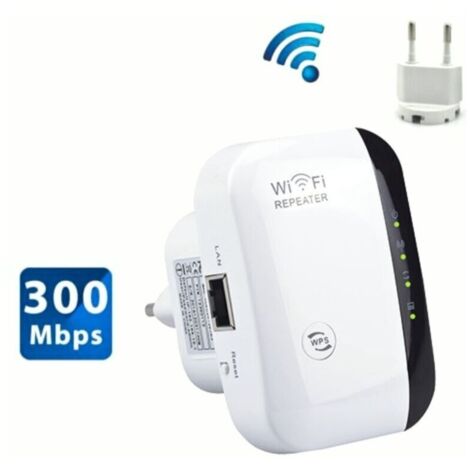 Amplificateur WiFi. Amplificateur Internet sans fil 2.4 G pour la Maison 300 Mbps Super boost Répéteur de Portée Wi-Fi Répéteur d'Amplificateur de signal WLAN. Configuration et couverture faciles. (1/4)
