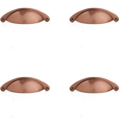 4PCS Poignée Coquille Rétro Poignee de Meuble Vintage Bouton Tiroir Poignée avec Vis pour Placards Armoire Commode Tiroirs (B-430 Bronze rouge brossé) (1/5)