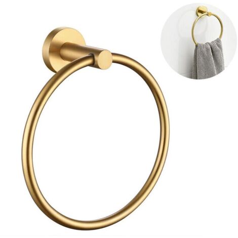 Anneau porte-serviettes Porte-serviettes Finition polie en acier inoxydable (or. fond rond) (1/5)