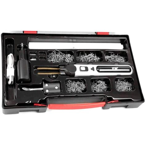 Machine de soudage portable pour plastiques. kit de réparation de fissures de panneaux. agrafeuse à chaud. découpe thermique. ensemble d'outils de réparation de trous en plastique avec lumi (1/5)