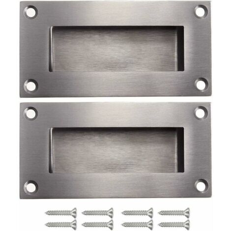 Poignées de porte poignée cachée poignée remplaçable pour porte coulissantes sans manche. Anticollision rectangulaires simple mais à la mode en acier inoxydable brossé satiné 2 pièces (1/4)