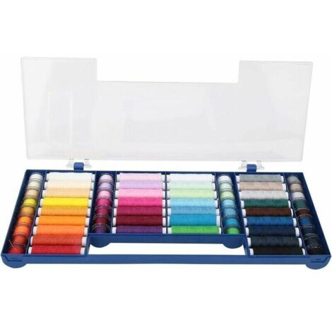 Kit de Fil à Coudre 32 Couleurs 64 Kit de Bobine de canette avec boîte de Rangement Accessoires de Fil pour Machine à Coudre Kit d'outils de Couture