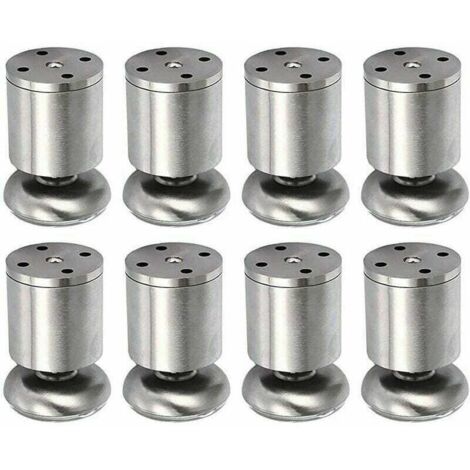 Pieds de meuble en acier inoxydable réglables 50 x 80 mm – Semelles en caoutchouc silencieuses – Lot de 8 pour tables et bureaux (1/4)