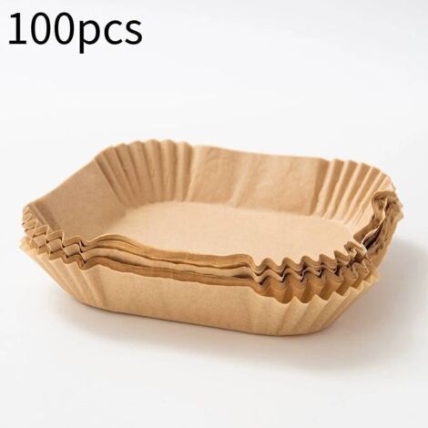 Papier Sulfurisé pour Air Fryer.100 Pièces 16cm Papier Cuisson Air Fryer Paper Liner.Jetable Antiadhésive Sans Huile Papier Parchemin Accessoires Air Fryer pour 3-4.5L Friteuse à Air
