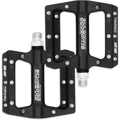 Jeu de 1 paire. accessoires vélo. pédales VTT. pédales hybrides BMX route ultra légères et durables 9/16 pouces (Noir)