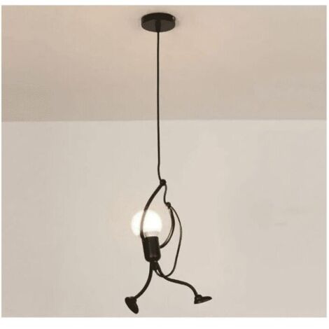 Lampe suspendue moderne en métal noir D26 × H140 cm – Finition peinture noire – Compatible E27 – Lumière ambiante pour chambre enfant (1/5)
