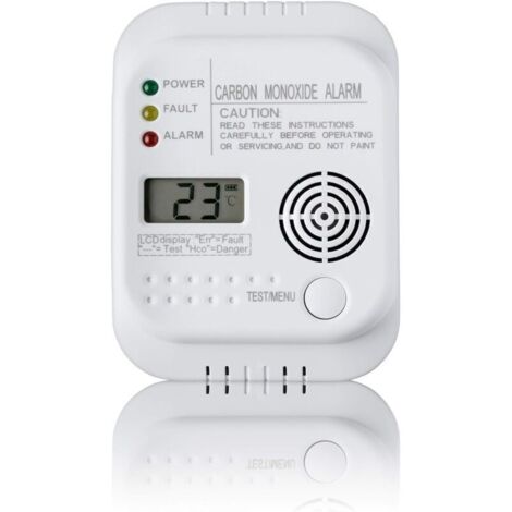 Détecteur de monoxyde de Carbone. alimenté par Batterie. Detecteur de gaz avec Affichage et indicateur de température. (1/4)