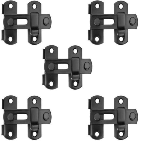 Moraillon de serrure de porte 5 pièces. boucle de porte à loquet. grande boucle de porte à 180 degrés. noir (1/4)